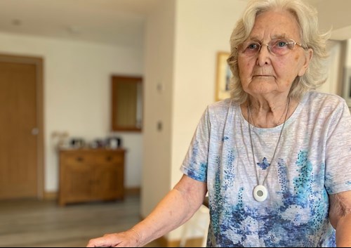 image of Brenda wearing the alarm